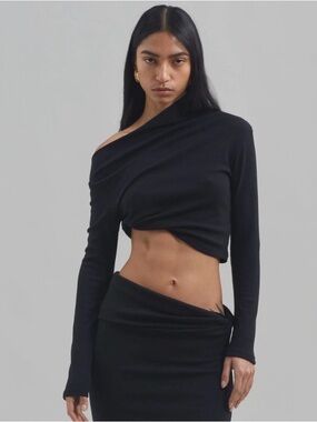 NWT The Frankie Shop | Margot Asymmetric Long Sleeve Crop Top | M/L